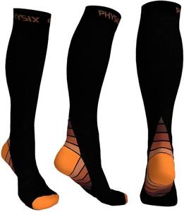 lot 4429 image: Physix Gear Compression Socks - Best Men & Womens Compression Socks for Circulation, Running, Nurses, Athletic Use Sock Compression, Blood Pressure Socks, Calcetines de Compresion, BlackOrange, SM