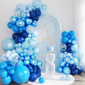 lot 4430 image: LANGASQUE Blue Balloon Arch Kit, 143Pcs Metallic Navy Light Blue Balloons for Birthday Wedding Baby Shower Gender Reveal Decorations, Blue