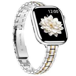 lot 4440 image: BAITEYOU Narrow Metal Band Compatible with Apple Watch Bands 38mm 40mm 41mm 42mm (Series 11 10), iwatch Stainless Steel Slim Thin Bands Series 9 8 7 SE 6 5 4 3 2 1 for Women, Silver Gold