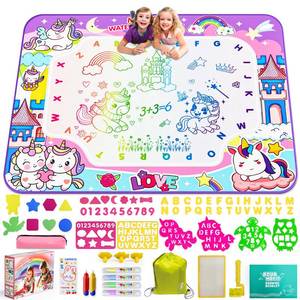 lot 4443 image: Water Doodle Mat,40 x 32 Inch Large Drawing Mat with Backpack,Educational Toys Gifts for Kids Boys Girls,Mess Free Painting for Toddlers Age 2 3 4 5 6 7 8 Year Old