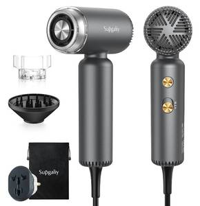 lot 4444 image: SUPGALIY Dual Voltage Hair Dryer, High-Speed Ionic Blow Dryer for Fast Drying, Travel Compact Hair Blow Dryer with Magnetic Curly Diffuser for Home, Portable Hairdryer International 100-240V