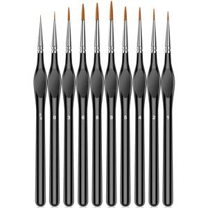 lot 4445 image: 10Pcs Micro Paint Brushes Set with Triangular Handles - For Acrylic, Watercolor, Crafts, Models
