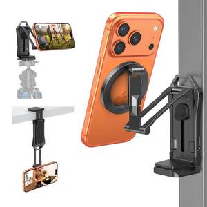 lot 4448 image: OMOTON TP02-Pro Magnetic Phone Holder for Vlogging, Content Creator Essentials with 14 Screw, Arca, Strong Back Magnet for Gym, Adjustable Phone Stand & Selfie Stick for iPhone 12-17 Series, Black