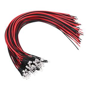 lot 4454 image: PATIKIL 3mm LED Diode Light, 50 Pcs 3-6V DC Pre Wired Mini LED Lights Bulb Light-Emitting Lamp for RC DIY Indicator Lighting, Red Light