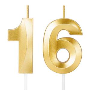 lot 4480 image: 16 Birthday Candles,16th Birthday Decorations for Girls Boys,Sweet 16 Cake Topper Party Decorations,Number Candles for Birthday Cakes
