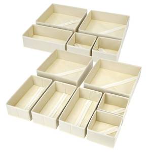 lot 4487 image: DIMJ Drawer Organizer Clothes, 12 Pack Dresser Organizer, Foldable Closet Organizers and Storage, Fabric Dresser Bins, Drawer Dividers for Nursery, Baby Clothes, Underwears, Sock (Beige)