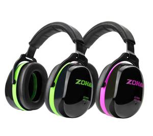 lot 5686 image: ZOHAN 012 Noise Reduction Earmuffs 2 Packs for Hearing Protection, NRR 28dB Adjustable Safety Ear Muffs for Mowing, Autism, Sporting Events, Outdoor Work, Construction - Green and Purple