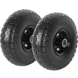 lot 5692 image: AR-PRO (2-Pack) 10-Inch Solid Tires Wheels, 4.103.50-4 Flat-Free Tire Replacement with 58 Bearings & 2.2 Offset Hub, Fits Hand Trucks, Wheelbarrows, Garden & Utility Carts