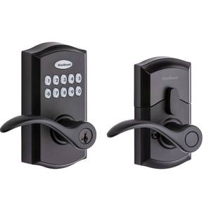 lot 5695 image: Kwikset SmartCode 955 Pembroke Light Commercial 10-Button Keypad Electronic Lever, Featuring Convenient Keyless Entry, 3-Year Battery Life and High Traffic Durability Matte Black