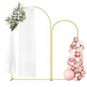 lot 5698 image: Wedding Arch Backdrop Stand Set of 2 (7.3FT6FT), Gold Metal Arch Backdrop Stand,Balloon Arch Stand for Wedding Ceremony Baby Shower Outdoor Indoor Birthday Party Graduation Decoration,Gold