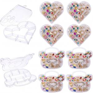 lot 5699 image: Cunno 12 Pack Heart Snack Containers Heart and Bear Head Shaped Food Clear Plastic Snack Box Bead Storage Container with Lids Special Shaped Storage Case for Jewelry, Craft, DIY Supply