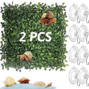 lot 5700 image: Dxmimer Hermit Crab Climbing Toys, Grass Mat Climbing Wall, 10x10 Inch Reptile Decor, Fish Tank Decorations (2)