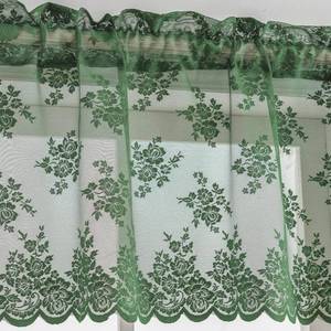 lot 6015 image: Kotile Emerald Green Sheer Valance 18 Inch Length, 1 Panel Country Floral Rustic Scalloped Lace Kitchen Valance for Windows, Rod Pocket Privacy Moody Dark Green Kitchen Curtains Valance, 52 x 18 Inch