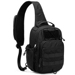 lot 6028 image: HALOVIE Anti-theft Tactical Sling Bag RFID Black Military Shoulder Bag with Phone Pack EDC Molle Crossbody Bag for men
