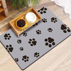 lot 6038 image: Pet Feeding Mat Dog Cat Food Mat for Floors Waterproof Food and Water Bowl Mats for Indoor Absorbent Non-Slip Dog Food Mat Quick Dry Pet Food Mats 12x20in Light Gray