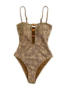 lot 6039 image: QJQ Womens One Piece Bikini Set Spaghetti Strap Cutout Triangle Bathing Suits Boho Sexy Swimsuit Summer 2026 Brown X-Large