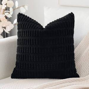 lot 6042 image: OTOSTAR Corduroy Decorative Throw Pillow Covers 22x22 Inch Super Soft Boho Striped Square Pillow Covers Case Modern Cushion Covers for Sofa Couch Bedroom Car Decor Black