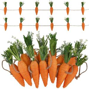 lot 6047 image: DR.DUDU Easter Garland Decor, 12 Pcs Carrot Ornament for Mantel Decorations, 8.5 FT Hanging Artificial Carrots Garland Carrot Banner for Fireplace Home Kitchen Party