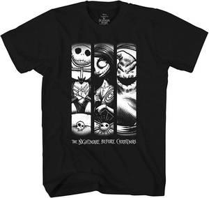 lot 6063 image: Disney Nightmare Before Christmas Jack Sally Oogie Boogie Grid T-Shirt (Large, NBX Black)