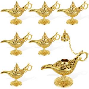 lot 6077 image: Hoolerry 6 Pcs Magic Vintage Legend Magic Collectors Edition Wedding Table Decoration Legend Lamp Wishing Light Costume Props Light for Arabian Costume Props Home Party Wedding Gift (Gold)
