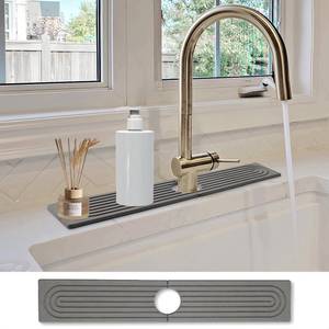 lot 6079 image: Stone Faucet Mat for Kitchen Sink- 15.6x 3.9Diatomite Fast-Drying Faucet Mat, Super Water Absorbing Stone Tray for Sink,Faucet Splash Guard for Bathroom Counter (Dark Gray)