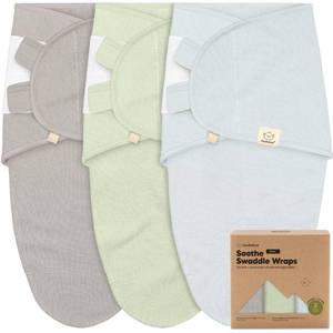 lot 6080 image: 3-Pack Organic Swaddles for Newborns, Baby Sleep Sacks 0-3 Months - Baby Swaddle Wrap, Newborn Wearable Blanket, Infant Sleep Sack for Girls, Boys, Soft & Snug, Large Hook & Loop Closure (Ripple)