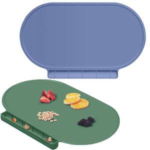 lot 6085 image: Silicone Placemat for Baby, Silicone Baby Toddlers Non-Slip Tablemats Stain Resistant Anti-Skid Reusable Dishwasher Safe Table Mats, Portable Food Mat Travel (Oxford GreenLake Blue)