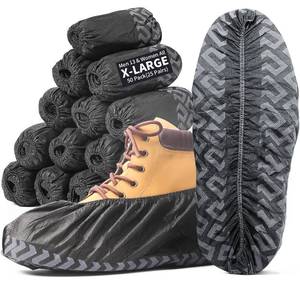 lot 6088 image: X-Large 50 Pack Shoe Covers Disposable Non-Slip, Black Non-Woven Fabric Boot Covers for Indoors Breathable Slip Resistant Durable Boot, Stretchable Fits Up to Size 13 US Men (Black, 50 Pack)