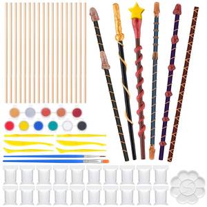 lot 6089 image: 47 Pcs Magic Wizard Wand Making Kit DIY Craft Set for Kids Adult Make Your Own Wizard Wands for School Student Activities Kids Birthday Party Gift Halloween Witch Theme Cosplay Party Supplies