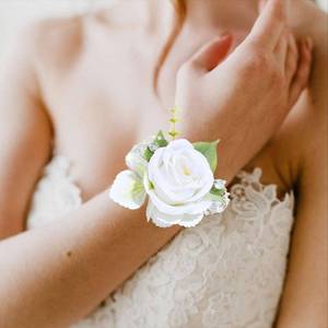 lot 6105 image: Latious Rose Wrist Corsage Prom Corsages Wristlet Bridal Hand Flower for Women and Girls (White)
