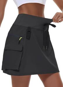 lot 6118 image: MIVEI Womens Hiking Cargo Skort Skirt High Waisted Golf Dressy Casual with Zipper Pockets Workout Sport Quick Dry Skirts Black size L
