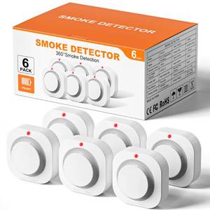 lot 6122 image: Hilmon Smoke Alarm Fire Detector,Battery Operated Photoelectric Smoke Detector with Test Button and Low Battery Warning, Fire Alarms Smoke Detectors for Home, 6 Pack