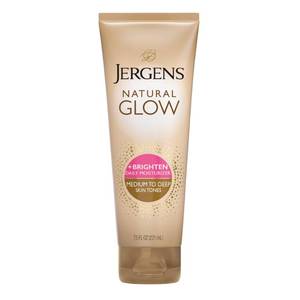 lot 6127 image: Jergens Natural Glow Self Tanner Lotion, Daily Sunless Fake Tanning, Medium to Deep Skin Tone, Daily Moisturizer, featuring Antioxidants and Vitamin E, 7.5 oz