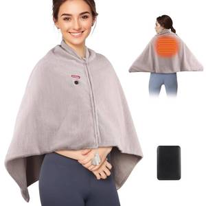 lot 9826 image: comfheat Cordless Heated Blanket, Portable Battery Operated Throw with Rechargeable Pack, 3 Heat Settings, Soft Faux Rabbit Fur Wearable Heating Blanket for Home, Office, Travel, Camping