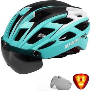 lot 9841 image: Bike Helmet, Basecamp Bicycle Helmet with Rear Light & Detachable Magnetic Goggles Lightweight Cycling Helmet Adjustable for Adult Men Women Mountain & Road (BC-069)