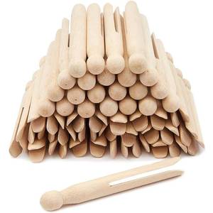 lot 10084 image: Juvale Wooden Clothespins - 4.3 x 0.5 in, 50 Pack, Light Brown - Heavy-Duty Outdoor Clothes Pins Wooden