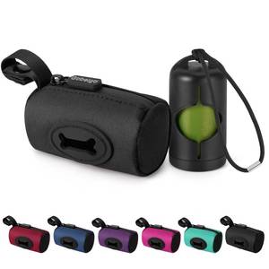 lot 10085 image: Gobeigo��Easy Pull-Out Version�� Dog Poop Bag Holder,��2-in-1 Hard Plastic Insert & Soft Fabric Bag��Snap-On Strap Dispenser Fits Retractable and Standard Leashes with 1 Roll Bags (Black)