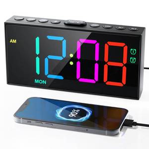 lot 10105 image: RGB Digital Alarm Clock for Bedroom, Dual Alarms ,WeekdayWeekendEveryday Mode, 7 Dimmer,5 Volume,2 Charging Ports, 9-min Snooze,Memory Function,Plug in Desk Clock Large Display for KidsTeens