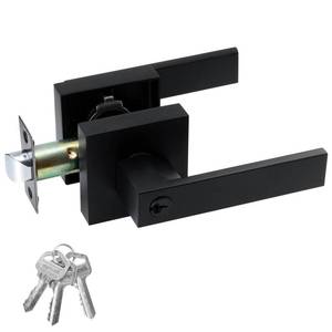lot 10116 image: JO.KO Entry Door Lock Set, Square Door Lever for Bedroom, Passage Door Privacy Locking InteriorExterior Entry Door KnobHeavy Duty