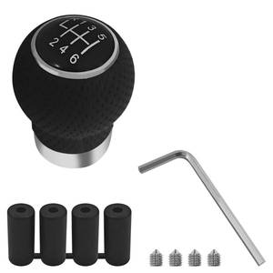 lot 10123 image: SWQS Car Shift Knob 6-Speed Leather Gear Shift Knob Lever Kit, Automatic or Manual Gear Stick Handle Replacement, Ball Car Shifter Adapter Fit for Most Cars, SUV, Truck, RV��Black Round L Up��