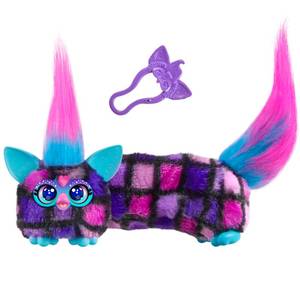 lot 10137 image: FURBY DJ Furblets Dis-Co-Dazz Mini Electronic Plush Toy with Funny Stretchable Sound Effects & Music, Speaks Furbish, Pink, Purple, & Black