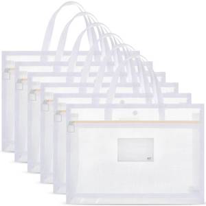 lot 10143 image: XunYee 6 Pack Project Bag for Quilting Mesh Zipper Pouch with Handle Craft Pouch Organizer Tote Needlepoint Project Bag Clear Design Art Package for Quilting Knitting Stitching Artworks Embroidery