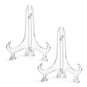 lot 10159 image: Qulkws 2Pcs 7 Clear Acrylic Display StandPlate Stands, Clear Folding Display Plate Holder Plate Holder Easel for Picture Photo Cards Book Home Decoration