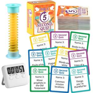 lot 10164 image: Bible 5 Second Game 108 Christian Simple Question Cards Digital Timer and 5 Second Hourglass Jesus Card Games for Easter Adults Family Party Fun Travel Game Night Think Fast and Shout Out Answer