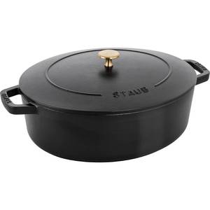 lot 11515 image: STAUB Cast Iron 6.25-qt Wide Oval Dutch Oven, Black Matte (Used)
