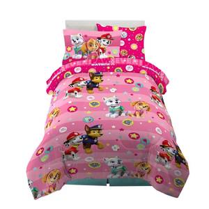 lot 11530 image: Paw Patrol Girls Kids Bedding Super Soft Comforter and Sheet Set with Sham, 5 Piece Twin Size, (100% Officially Licensed Nickelodeon Product) By Franco