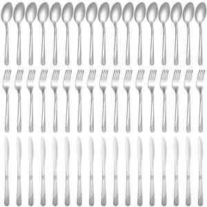 lot 11537 image: Minatee 201 Pcs Thin Silverware Set Stainless Steel Flatware Sets Service for 67 Silver Cutlery Set Serving Utensils Sits Includes Knife Fork Spoon for Kitchen Dinner Table