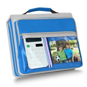 lot 11541 image: Ndsox Zipper Binder 3 Ring with Handle, 2 Inch O-Ring Document Organizer Middle School Binder with Zipper for Students, 5-Tab Expanding File Folder & 2 Mesh Pouches, DIY Clear Front Pocket, Blue
