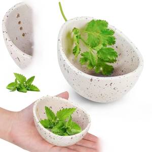 lot 11552 image: NYXTOB Pottery Herb Stripper Bowl, Ceramic Herb Stripper, handmade, different sizes of round holes, kitchenware for root removal (WHITE, 1)