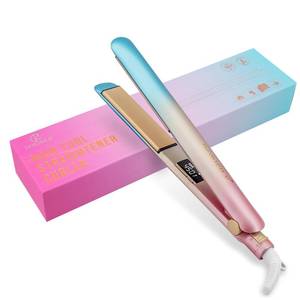 lot 12295 image: DORISILK Colorful Flat Iron 450 Degrees, Ceramic Hair Straightener and Curler 2 in 1, 30s Fast Heat Straightening Iron for Hair, Dual Voltage Hair Iron 1 Inch Salon Control Temp Gift for Women Girls (Turns On)